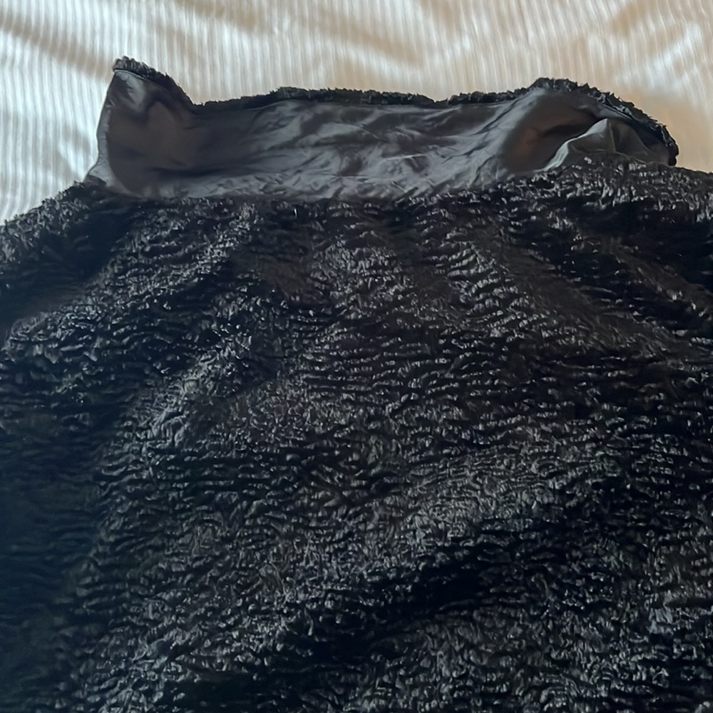 Elegant Lane Bryant Faux Sheep Fur Jacket Black 3/4 Sleeves Size 28 - Picture 14 of 15